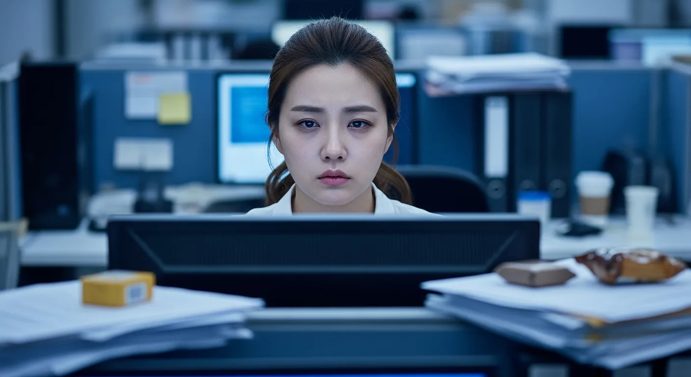 컴퓨터 앞에서 피곤해하는 30대 직장인