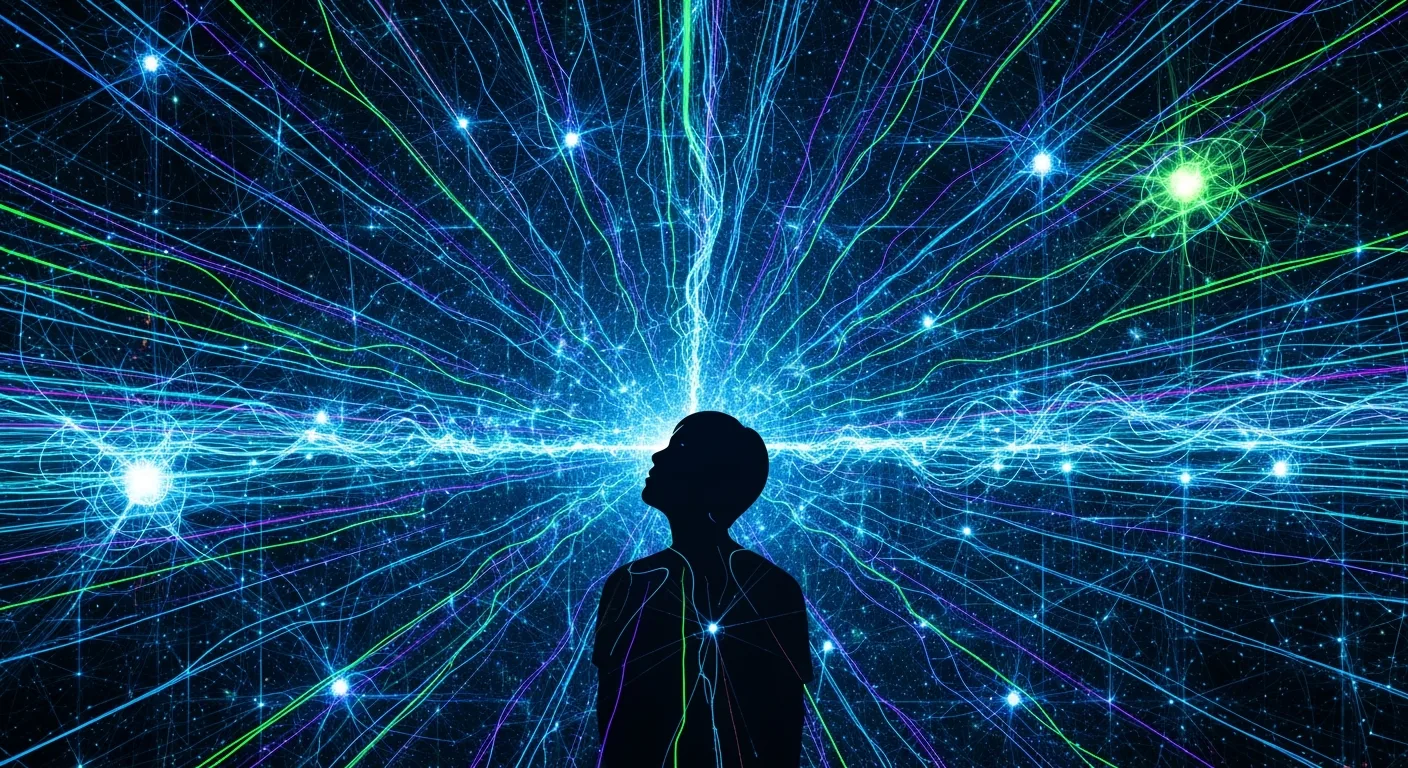 AI 기술과 데이터가 연결된 미래적인 네트워크