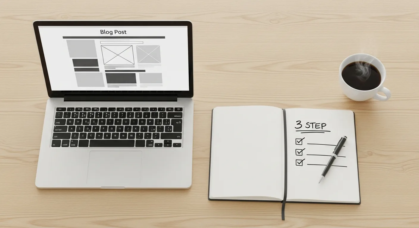 AI 콘텐츠 전략 실행을 위한 계획표와 노트북