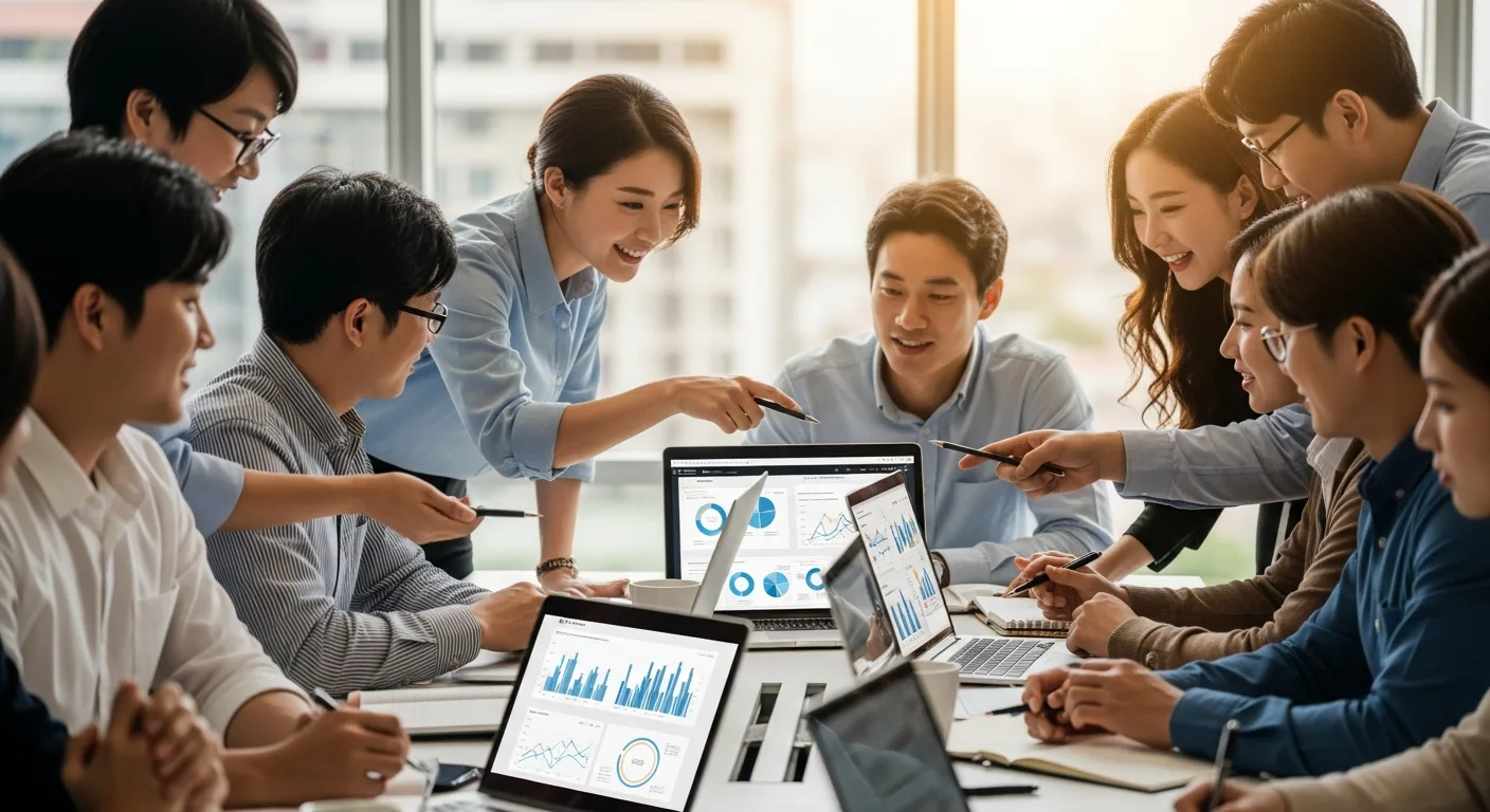 AI 마케팅 자동화 전략을 논의하는 팀