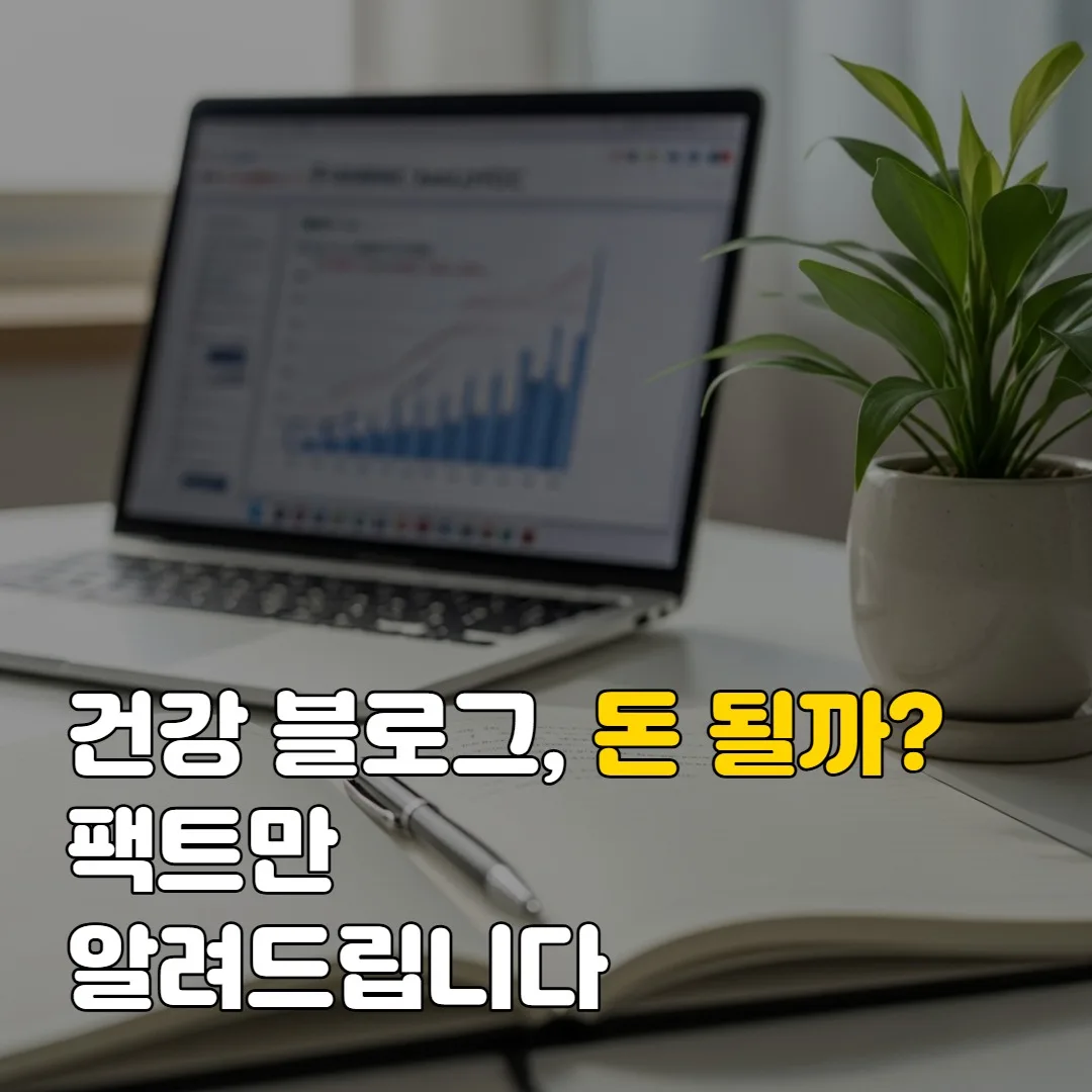 건강 블로그 애드센스 수익화를 위해 노트북으로 데이터를 분석하는 모습